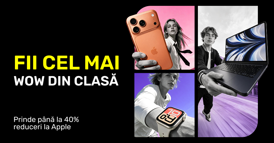 Apple cu reduceri de pana la 40% sau credit 0%.