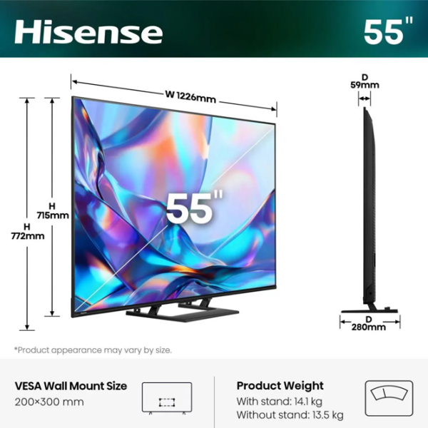 Телевизор Hisense 55A7S Smart TV 4K Черный 55" | QLED | 4K photo 2