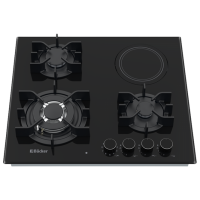 Plită încorporabilă pe gaz Backer HMEH 603G1RAD Black Vitroceramică, Gratare: Fontă