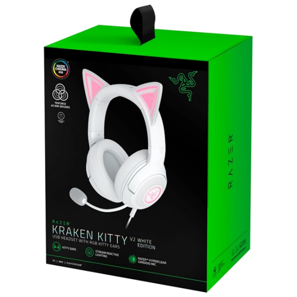Căști Razer Kraken Kitty Edition V2 Quartz Cu fir / Gaming / Over the ear photo 6