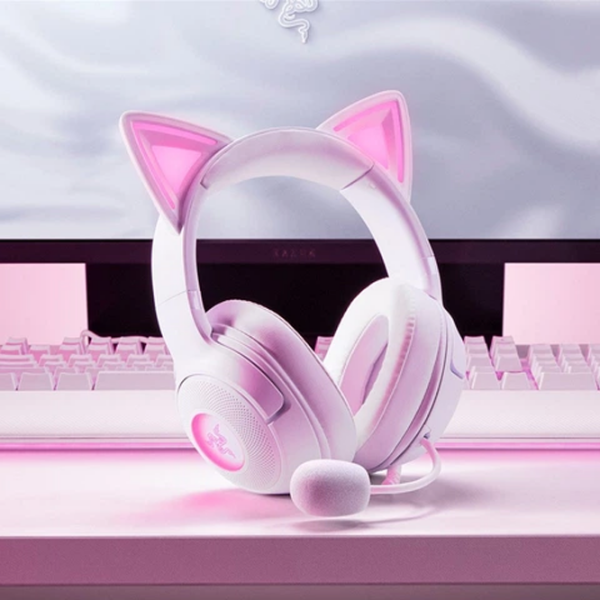 Căști Razer Kraken Kitty Edition V2 Quartz Cu fir / Gaming / Over the ear photo 8