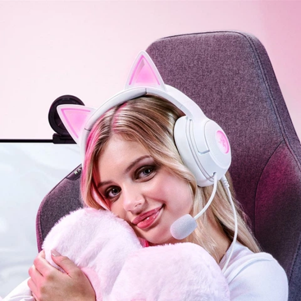 Căști Razer Kraken Kitty Edition V2 Quartz Cu fir / Gaming / Over the ear photo 9