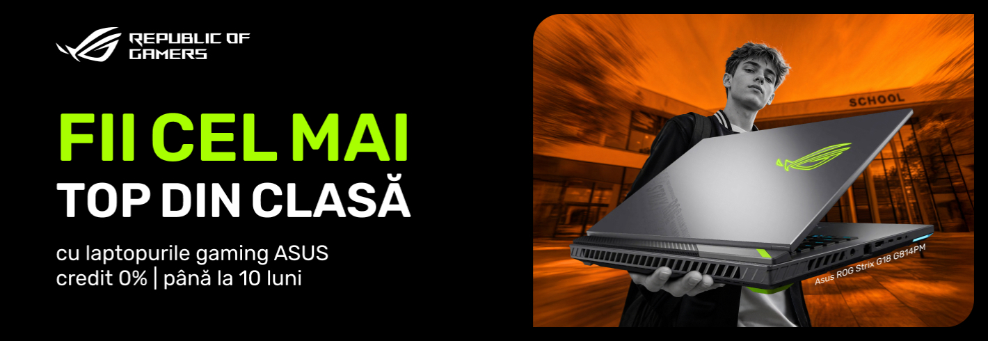 Fii cel mai în top din clasă cu laptopul de gaming preferat ASUS. Prinde oferta!