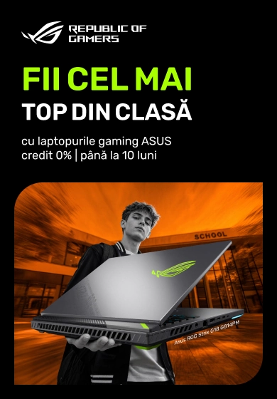 Fii cel mai în top din clasă cu laptopul de gaming preferat ASUS. Prinde oferta!