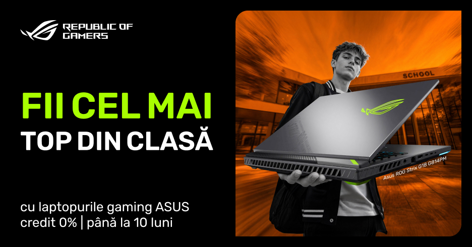 Fii cel mai în top din clasă cu laptopul de gaming preferat ASUS. Prinde oferta!