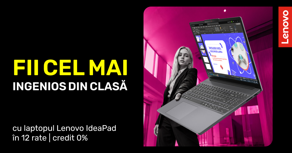 Lenovo IdeaPad Slim 3 sau Lenovo IdeaPad Slim 5 cu credit 0% pentru 12 luni