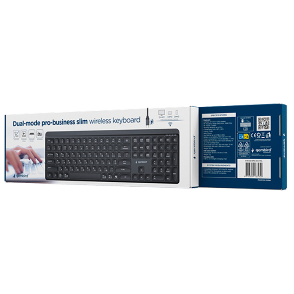 Клавиатура Gembird Slim Pro Business KB-WPS-03-CYRL Черный Для дома и офиса, Беспроводные photo 7