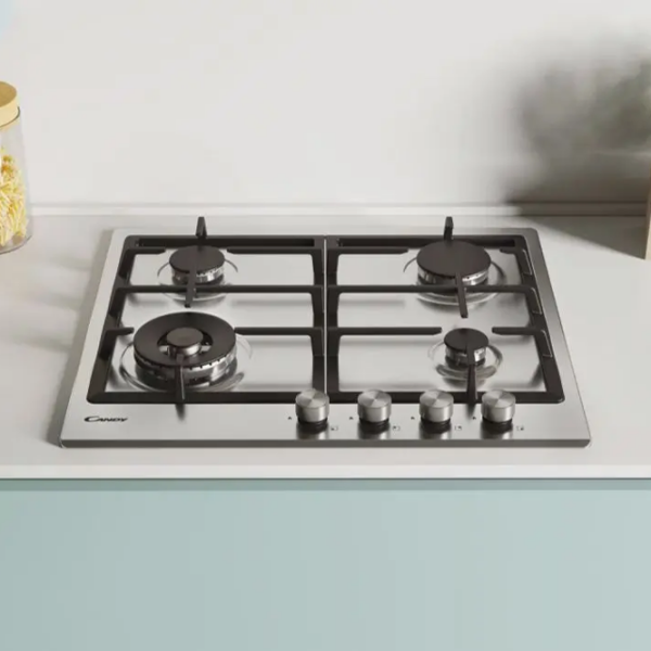 Plită încorporabilă pe gaz Candy CHG6BF4WPX Inox Inox, Gratare: Fontă photo 5
