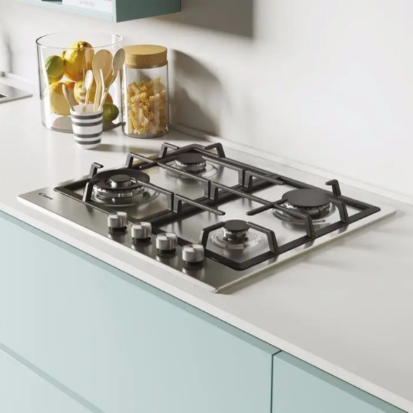 Plită încorporabilă pe gaz Candy CHG6BF4WPX Inox Inox, Gratare: Fontă photo 6