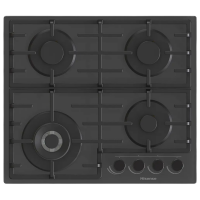 Plită încorporabilă pe gaz Hisense GG663B Black Sticlă călită, Gratare: Fontă