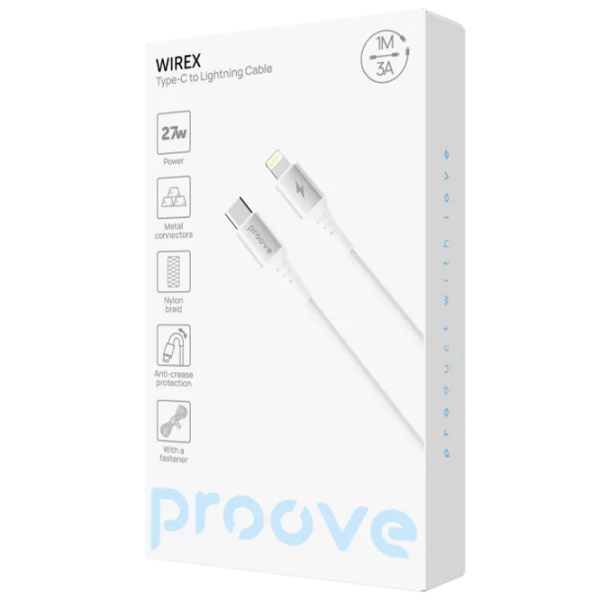 Cablu pentru telefon Proove WireX USB Type-C / Lightning White  photo 2