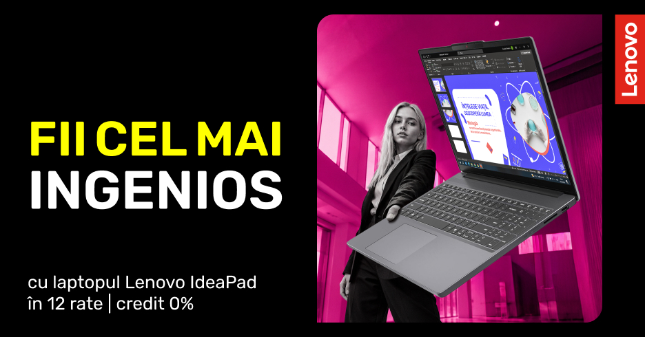 Lenovo IdeaPad Slim 3 sau Lenovo IdeaPad Slim 5 cu credit 0% pentru 12 luni