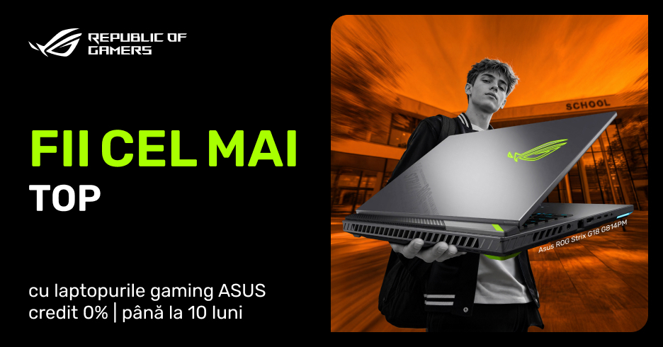 Fii cel mai în top din clasă cu laptopul de gaming preferat ASUS. Prinde oferta!