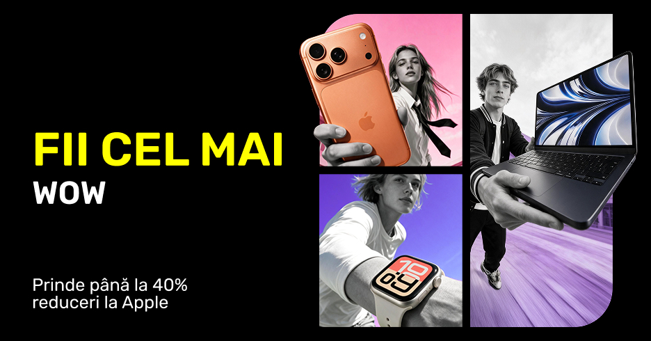 Apple cu reduceri de pana la 40% sau credit 0%.