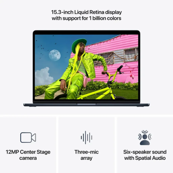 Ноутбук Apple MacBook Air 15 2026 Midnight 15" | 16 ГБ | 1 ТБ | Apple M5 10C/10G | VGA Встроенная photo 5