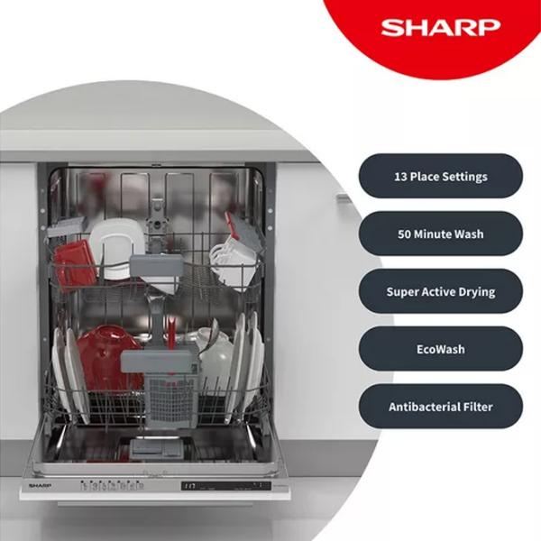 Посудомоечная машина SHARP QW-NI15I49D3X-EU Белый 13 комплектов, D photo 4