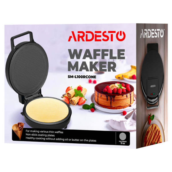 Вафельница Ardesto SM-L100RCONE Черный 1200 Вт, Количество сэндвичей:  photo 5