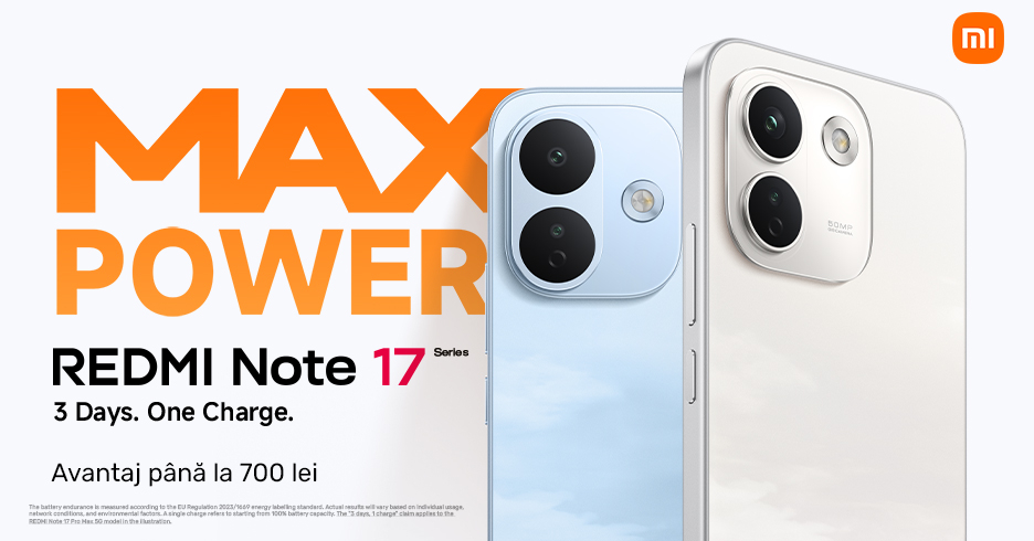 Redmi Note 17 Pro și Pro Max. Alege modelul preferat acum de la 7 499 lei