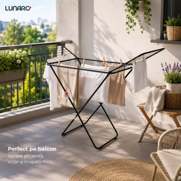 Сушилка для белья Lunaro LINEO-BK Черный Длина бельевой веревки: 18 м photo 2