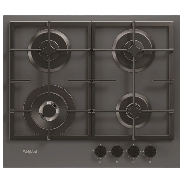 Plită încorporabilă pe gaz Whirlpool GOFL 629/ST Silver Sticlă călită, Gratare: Fontă