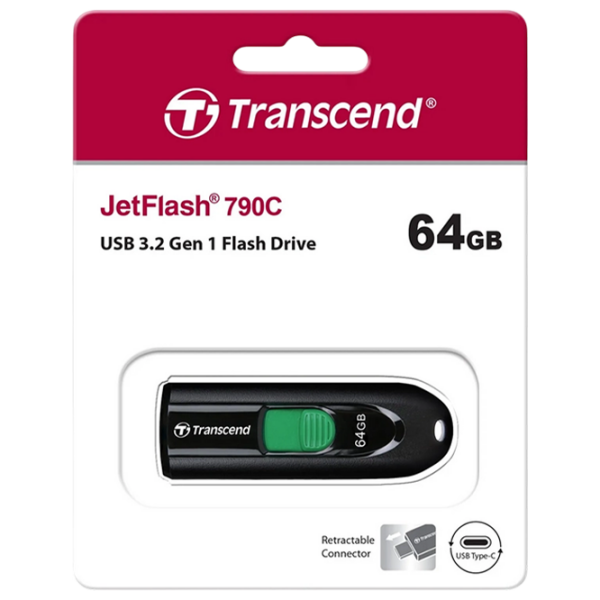 Флэшка USB Transcend Jet Flash 790C 64 ГБ Черный USB 3.1, Пластик photo 2
