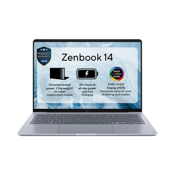 Ноутбук Asus Zenbook 14 OLED UX3480KA Arctic Синий 14" | 16 ГБ | 512 ГБ | AMD Ryzen AI 5 330 | VGA Встроенная