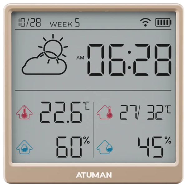 Stație meteorologică Xiaomi ATuMan TH3 Gold  photo 1
